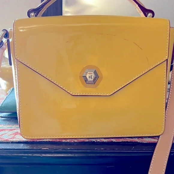 Frances Valentine, yellow shiny crossbody. - Picture 1 of 6